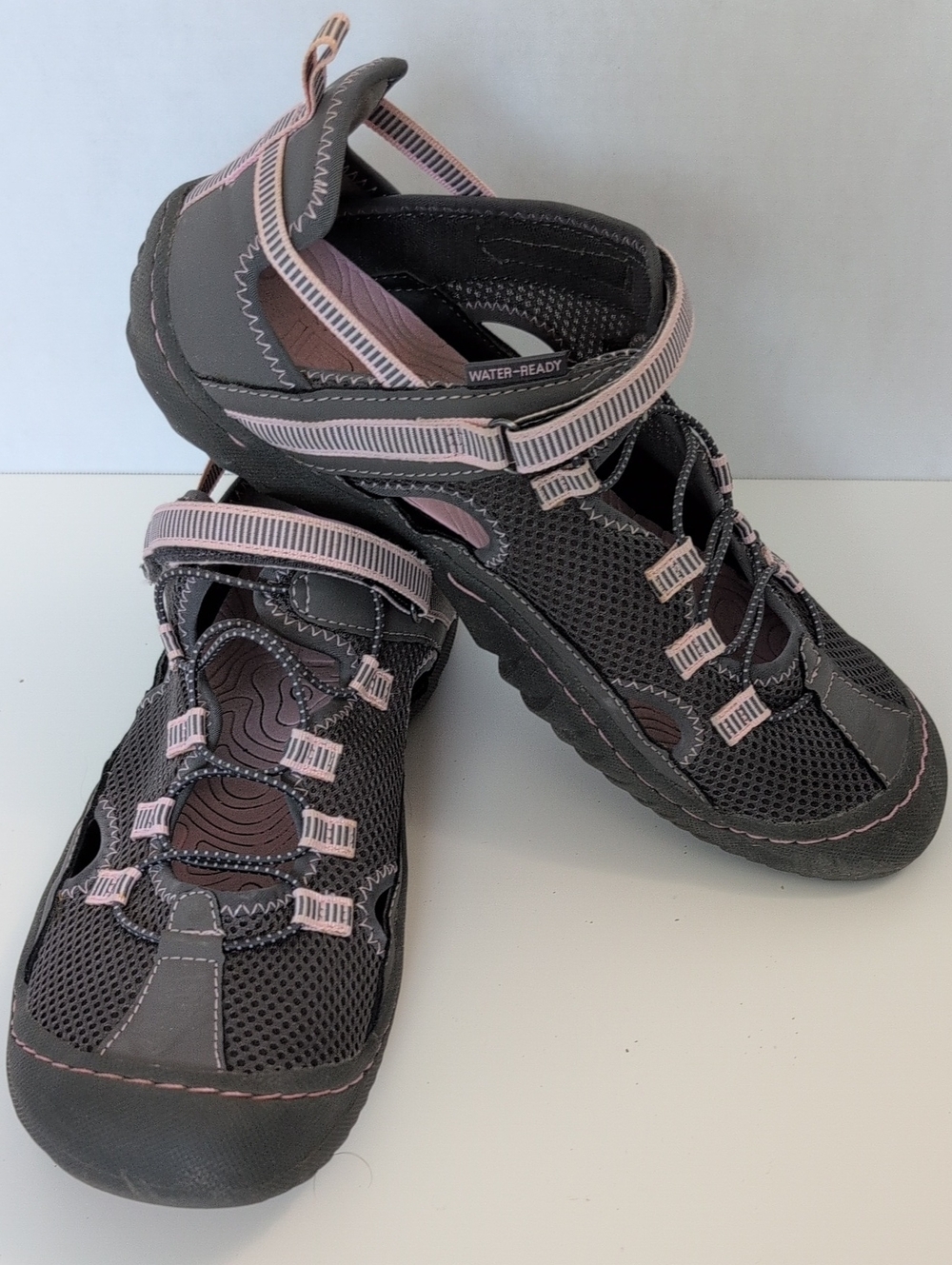 Water-Ready JBU Grey and Light Pink Sport Sandals
